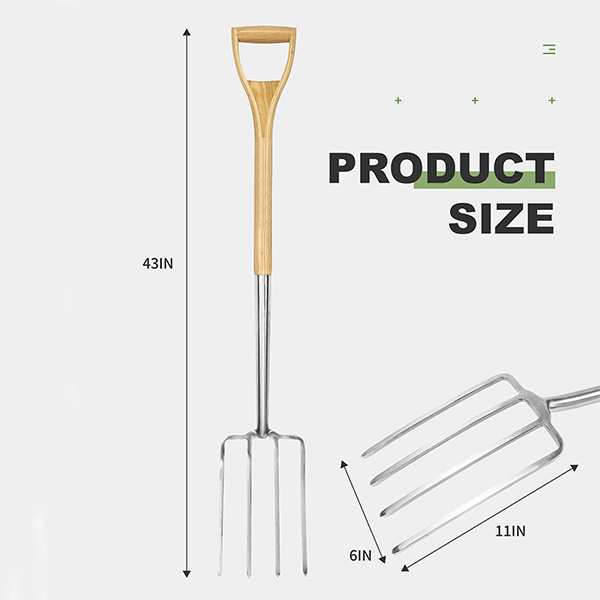 Stainless Steel D-Handle Digging Fork Dimensions Image Stainless Steel D-Handle Digging Fork - Image 3