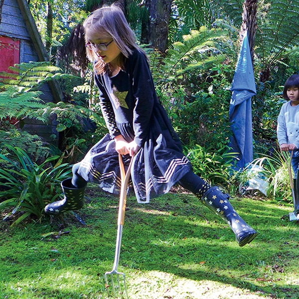 Stainless Steel Kids Digging Fork In-Use Image Stainless Steel Kids Digging Fork - Image 3